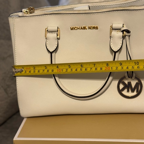 Michael Kors Cream Satchel with Gold Accents - Picture 11 of 13